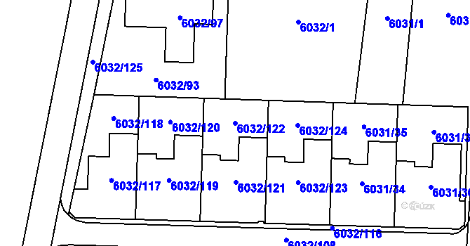 Parcela st. 6032/122 v KÚ Prostějov, Katastrální mapa