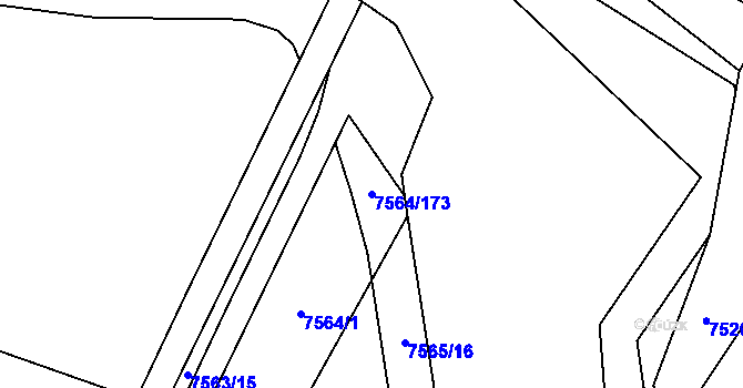 Parcela st. 7564/173 v KÚ Prostějov, Katastrální mapa