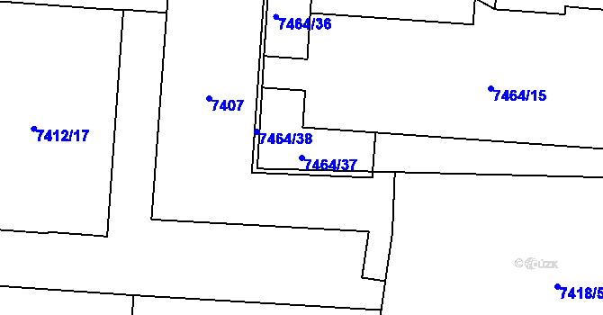 Parcela st. 7464/37 v KÚ Prostějov, Katastrální mapa