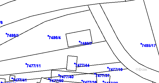 Parcela st. 7486/7 v KÚ Prostějov, Katastrální mapa