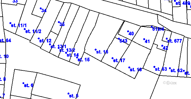 Parcela st. 16 v KÚ Krasice, Katastrální mapa