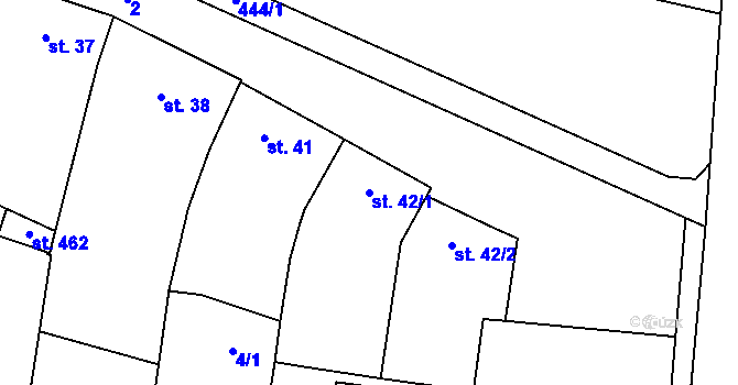 Parcela st. 42/1 v KÚ Krasice, Katastrální mapa