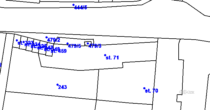 Parcela st. 71 v KÚ Krasice, Katastrální mapa