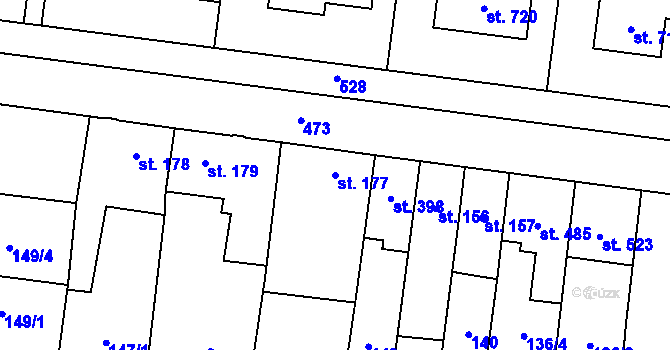 Parcela st. 177 v KÚ Krasice, Katastrální mapa