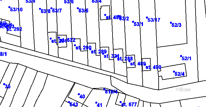 Parcela st. 321 v KÚ Krasice, Katastrální mapa