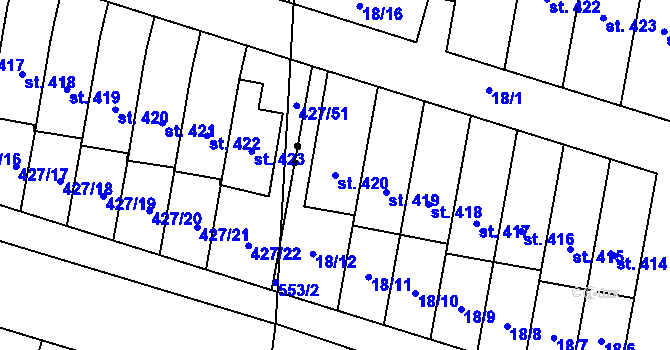Parcela st. 420 v KÚ Krasice, Katastrální mapa