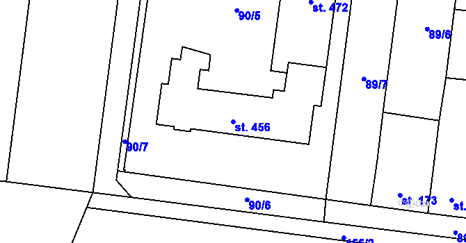 Parcela st. 456 v KÚ Krasice, Katastrální mapa