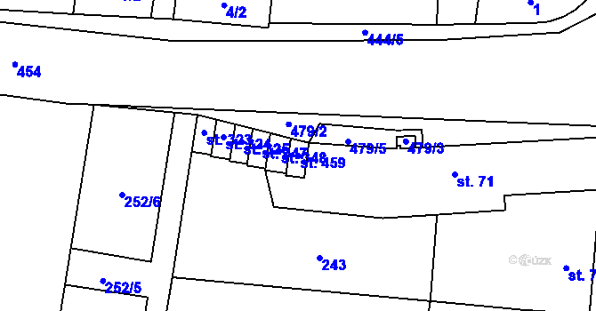 Parcela st. 459 v KÚ Krasice, Katastrální mapa