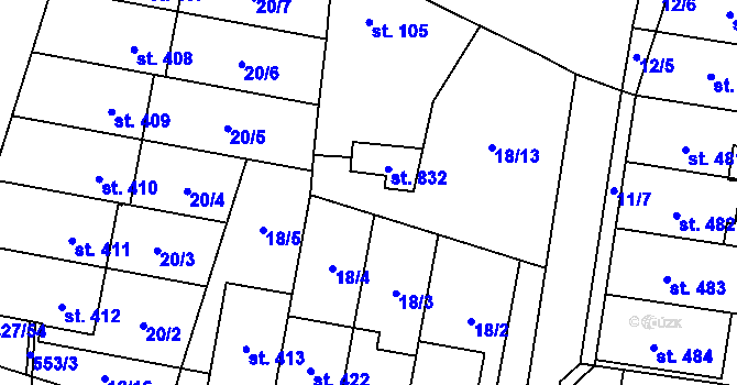Parcela st. 16 v KÚ Krasice, Katastrální mapa