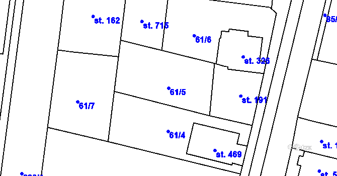 Parcela st. 61/5 v KÚ Krasice, Katastrální mapa
