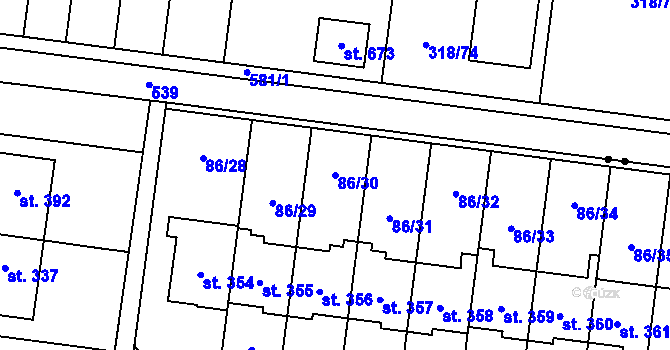 Parcela st. 86/30 v KÚ Krasice, Katastrální mapa