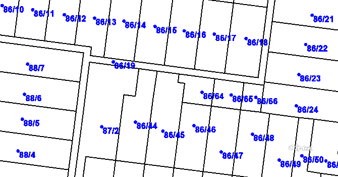 Parcela st. 86/42 v KÚ Krasice, Katastrální mapa