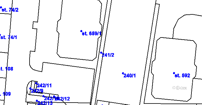 Parcela st. 241/2 v KÚ Krasice, Katastrální mapa