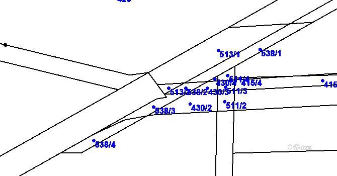 Parcela st. 513/2 v KÚ Krasice, Katastrální mapa