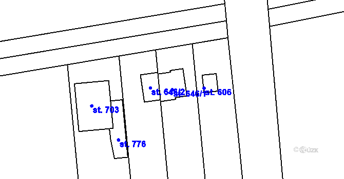Parcela st. 646/1 v KÚ Krasice, Katastrální mapa