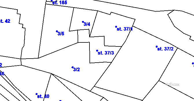 Parcela st. 37/3 v KÚ Prostějovičky, Katastrální mapa