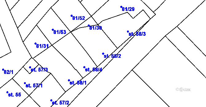 Parcela st. 58/2 v KÚ Prostějovičky, Katastrální mapa