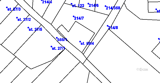 Parcela st. 59/4 v KÚ Prostějovičky, Katastrální mapa