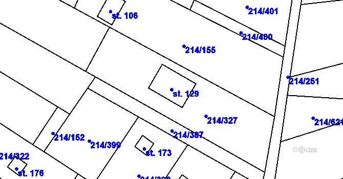 Parcela st. 129 v KÚ Prostějovičky, Katastrální mapa