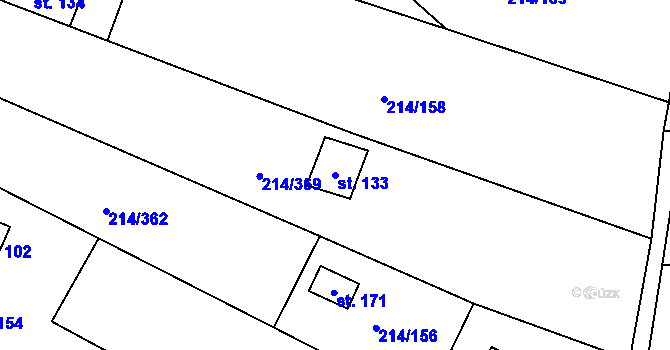 Parcela st. 133 v KÚ Prostějovičky, Katastrální mapa
