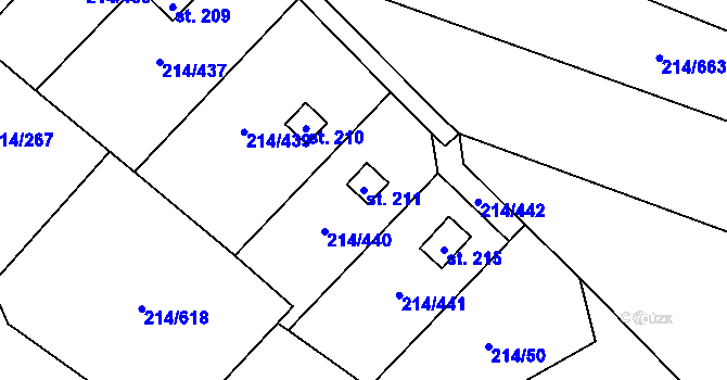 Parcela st. 211 v KÚ Prostějovičky, Katastrální mapa