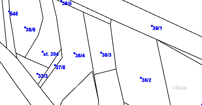 Parcela st. 38/3 v KÚ Prostějovičky, Katastrální mapa