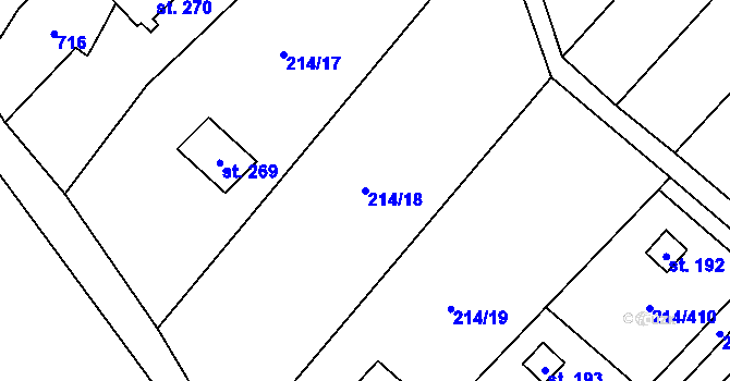 Parcela st. 214/18 v KÚ Prostějovičky, Katastrální mapa