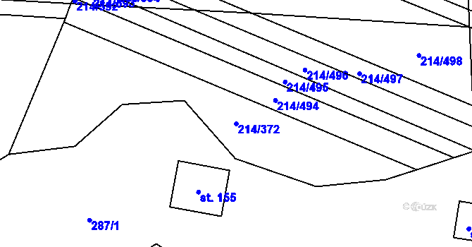 Parcela st. 214/372 v KÚ Prostějovičky, Katastrální mapa