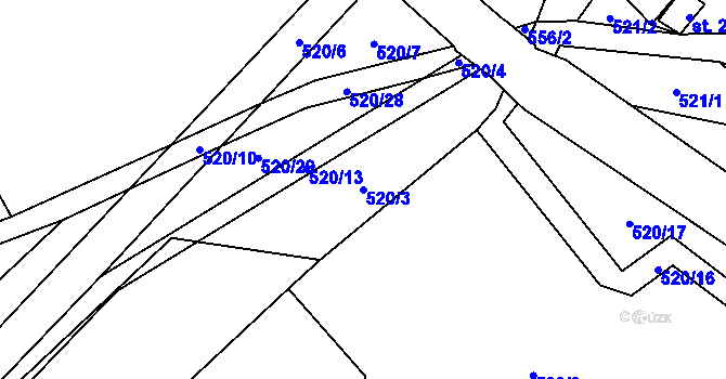 Parcela st. 520/3 v KÚ Prostějovičky, Katastrální mapa