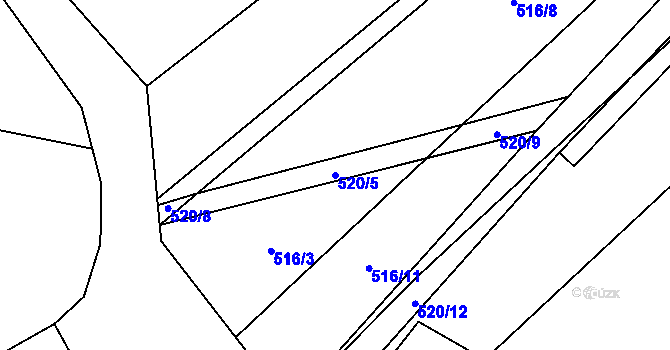 Parcela st. 520/5 v KÚ Prostějovičky, Katastrální mapa