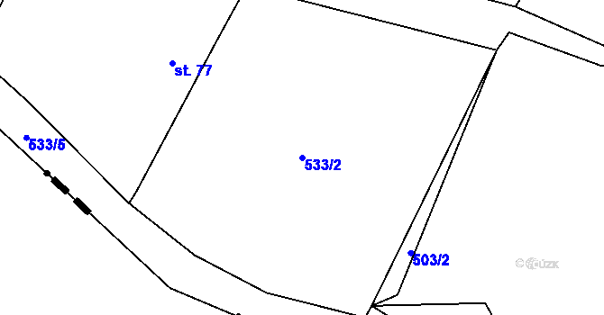 Parcela st. 533/2 v KÚ Prostějovičky, Katastrální mapa