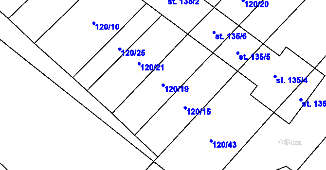 Parcela st. 120/19 v KÚ Prostějovičky, Katastrální mapa