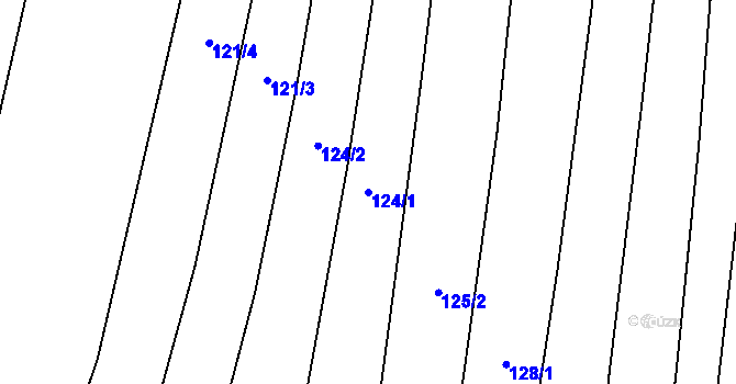 Parcela st. 124/1 v KÚ Prostějovičky, Katastrální mapa
