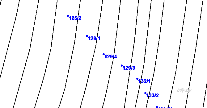 Parcela st. 129/4 v KÚ Prostějovičky, Katastrální mapa