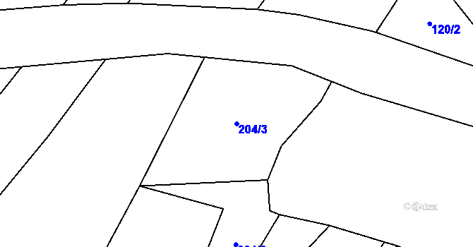 Parcela st. 204/3 v KÚ Prostějovičky, Katastrální mapa