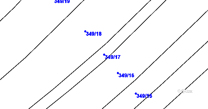 Parcela st. 349/17 v KÚ Prostějovičky, Katastrální mapa