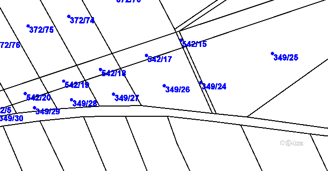 Parcela st. 349/26 v KÚ Prostějovičky, Katastrální mapa