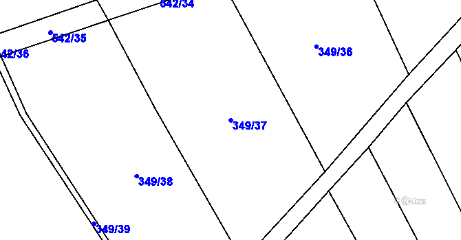 Parcela st. 349/37 v KÚ Prostějovičky, Katastrální mapa
