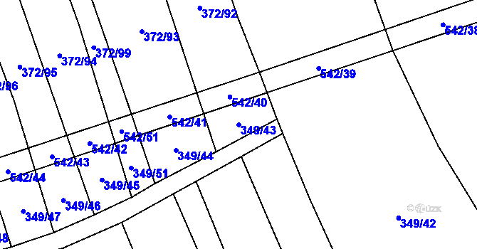 Parcela st. 349/43 v KÚ Prostějovičky, Katastrální mapa