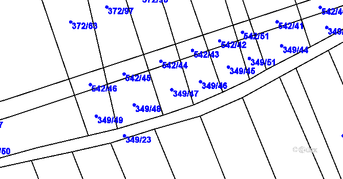 Parcela st. 349/47 v KÚ Prostějovičky, Katastrální mapa