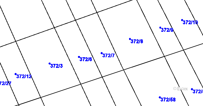 Parcela st. 372/7 v KÚ Prostějovičky, Katastrální mapa