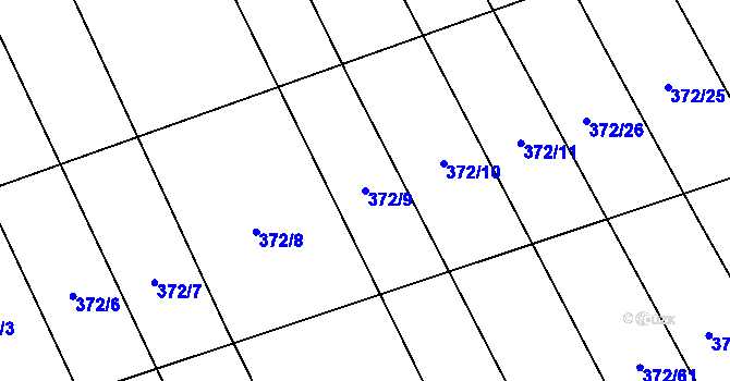 Parcela st. 372/9 v KÚ Prostějovičky, Katastrální mapa