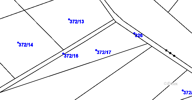 Parcela st. 372/17 v KÚ Prostějovičky, Katastrální mapa