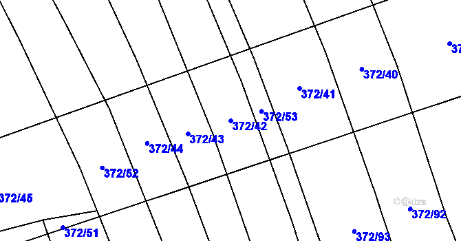 Parcela st. 372/42 v KÚ Prostějovičky, Katastrální mapa
