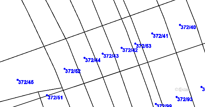 Parcela st. 372/43 v KÚ Prostějovičky, Katastrální mapa