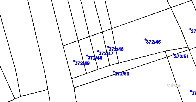Parcela st. 372/47 v KÚ Prostějovičky, Katastrální mapa