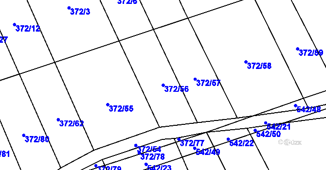Parcela st. 372/56 v KÚ Prostějovičky, Katastrální mapa