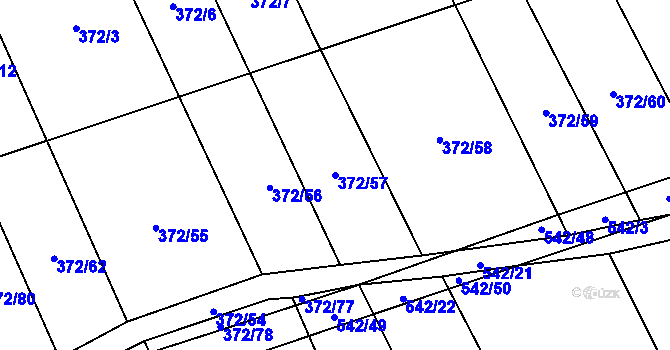 Parcela st. 372/57 v KÚ Prostějovičky, Katastrální mapa