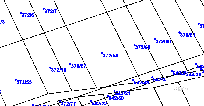 Parcela st. 372/58 v KÚ Prostějovičky, Katastrální mapa