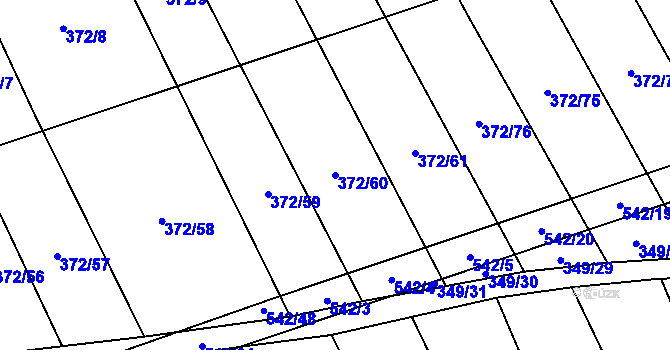 Parcela st. 372/60 v KÚ Prostějovičky, Katastrální mapa